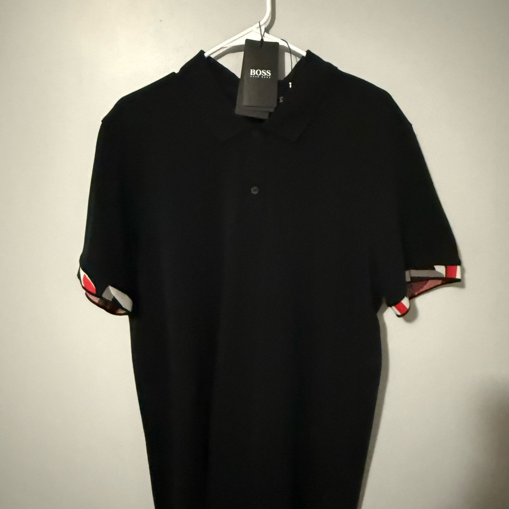 Hugo Boss Black Polo Shirt with Red Accents